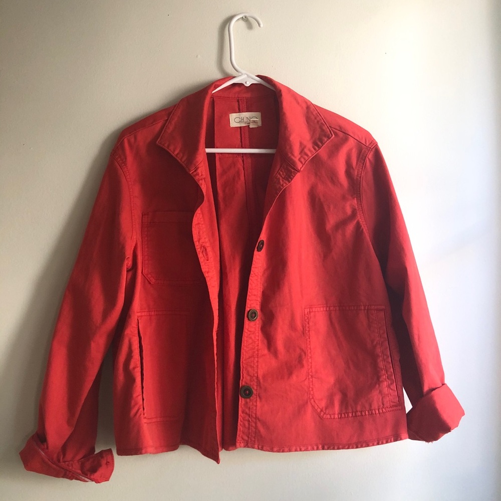 🏝️ Jacket Anthropologie CHINO cotton coral Red M